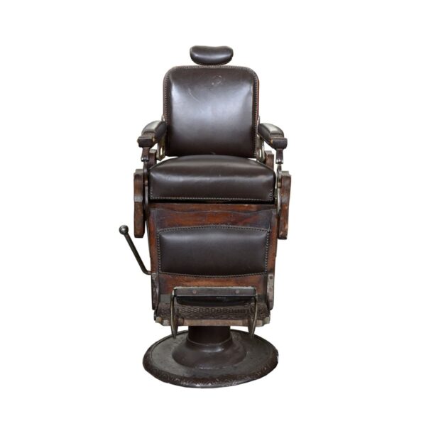 Antique Leather Barber Shop Chair - Sydney Prop Specialists - Prop Hire and Event Theming