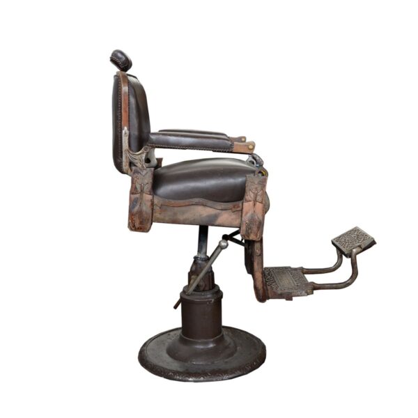 Antique Leather Barber Shop Chair - Sydney Prop Specialists - Prop Hire and Event Theming