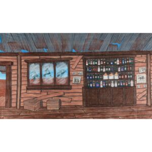 American West Saloon Bar Interior Painted Backdrop BD-0123