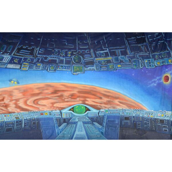 Alien Invasion Command Ship Approaching Planet Painted Backdrop BD-0233