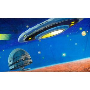 Alien Invasion Futuristic Spaceships and Space Station Painted Backdrop BD-0237