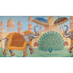 Indian Temple With Elephants Painted Backdrop BD-0251
