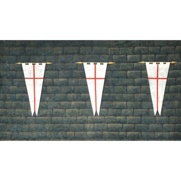Medieval Castle Stone Wall with Three Hanging Pennants BD-0391