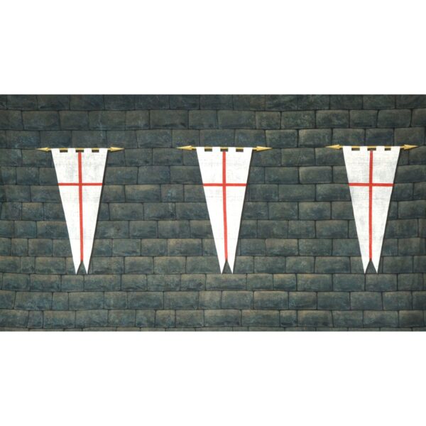 Medieval Castle Stone Wall with Three Hanging Pennants BD0391