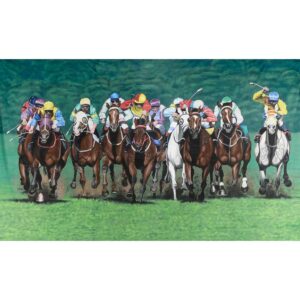 Horse Racing Head On Painted Backdrop BD-0421