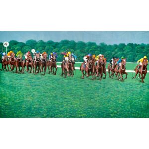 Melbourne Cup Horses Galloping Painted Backdrop BD-0423