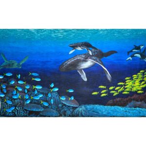 Underwater Whales at Play Painted Backdrop BD-0601