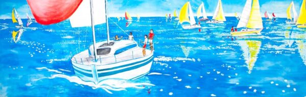 Sailing Blue Water Regatta Painted Backdrop BD-4A