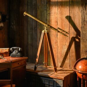 Mock Antique Wood and Brass Telescope