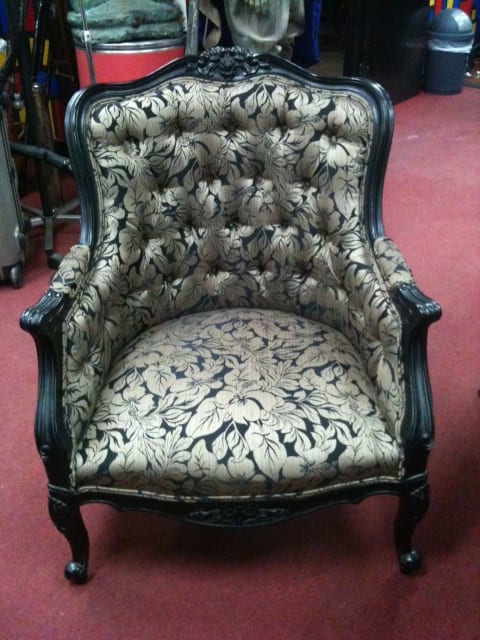 Ornate Black and Gold Floral Tub Armchair-4622