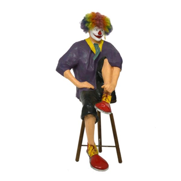 Life Size Clown Sitting on Stool
