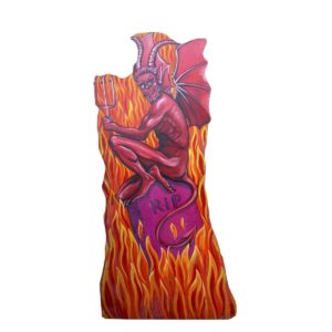 Cutout - Horror Flaming Winged Devil on Tombstone