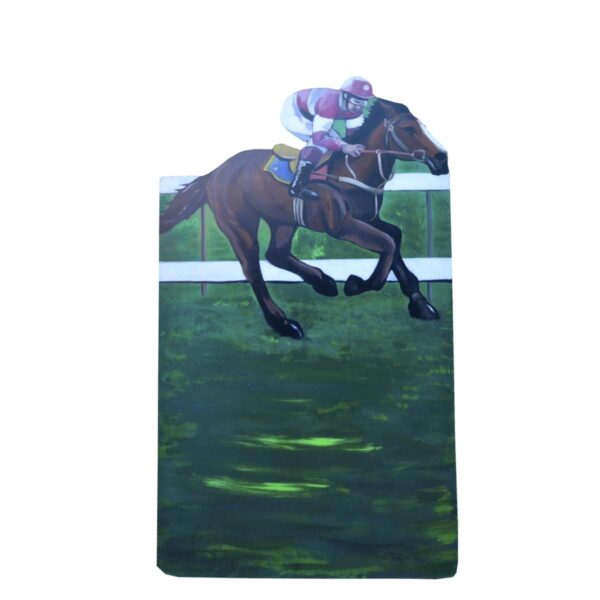 Cutout - Horse Racing with Pink and White Jockey