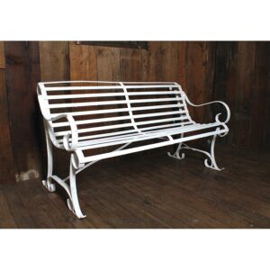 White Metal Park Bench with slats-0