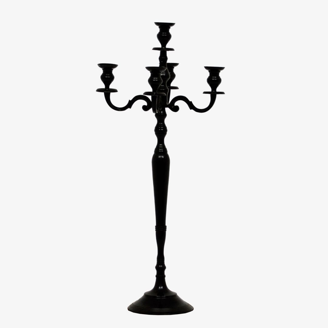 Black Polished 5 Arm Candelabra