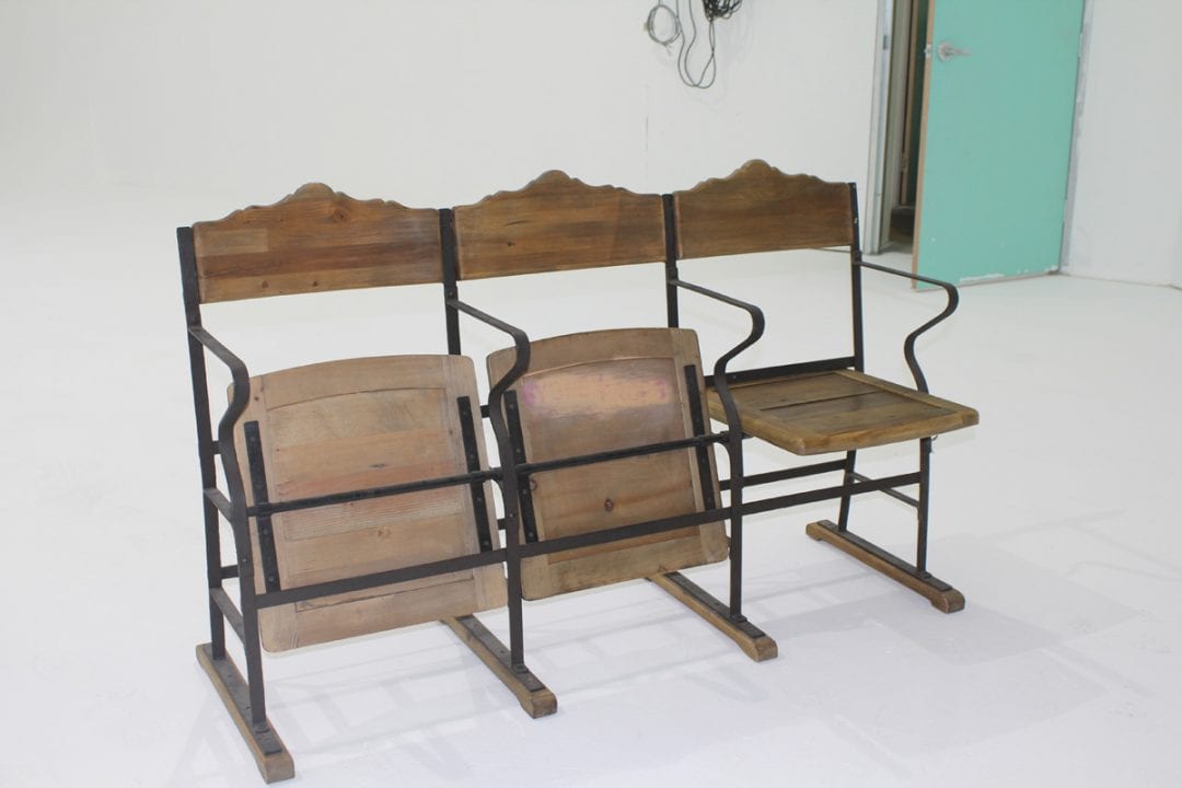 Vintage Wooden Cinema Chairs Set of 3