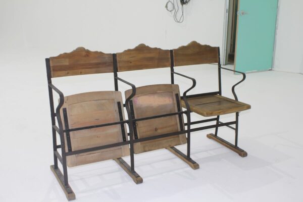 Vintage Wooden Cinema Chairs - Set of 3