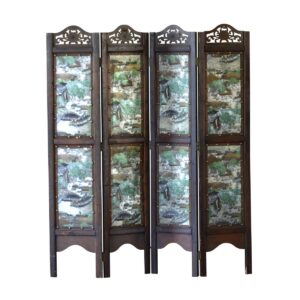 Chinese Screen with Hand-Painted Panels