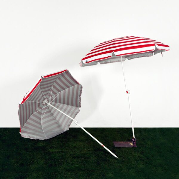 Beach Umbrella, White and Red Striped