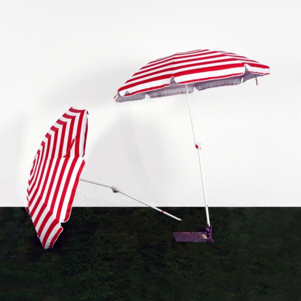 Beach Umbrella, White and Red Striped