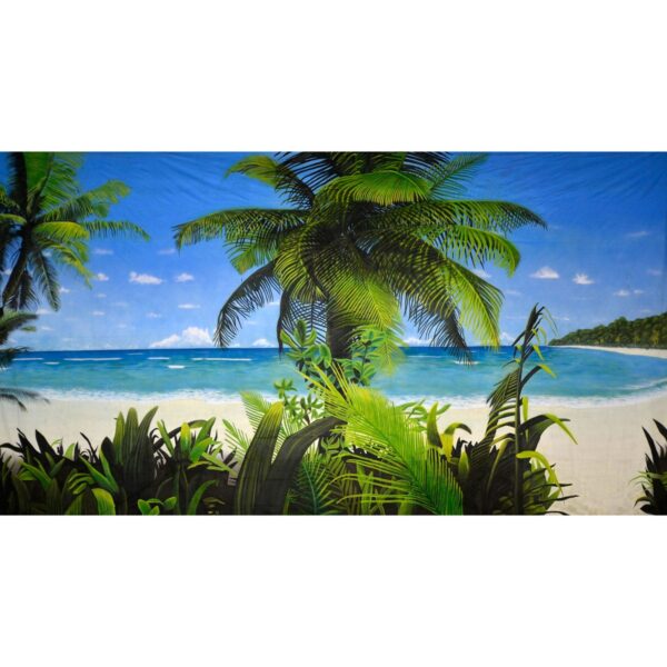 Tropical Beach with Palm Tree Painted Backdrop BD-0028