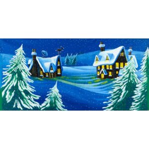 Snow Covered Houses Painted Backdrop BD-0610