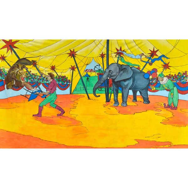 Circus Lion Tamer Painted Backdrop BD-0052