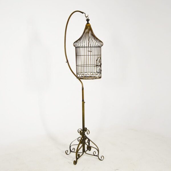 Birdcage with Stand, antique metal