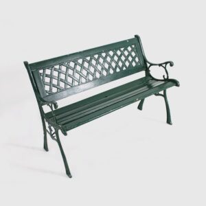 Green Wooden Park Bench with cast iron detail-0