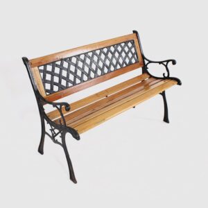 Wooden Park Bench with cast iron detail-0
