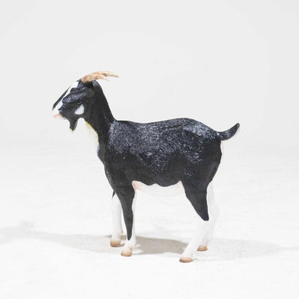 Life-Size Black and White Goat Statue-19361