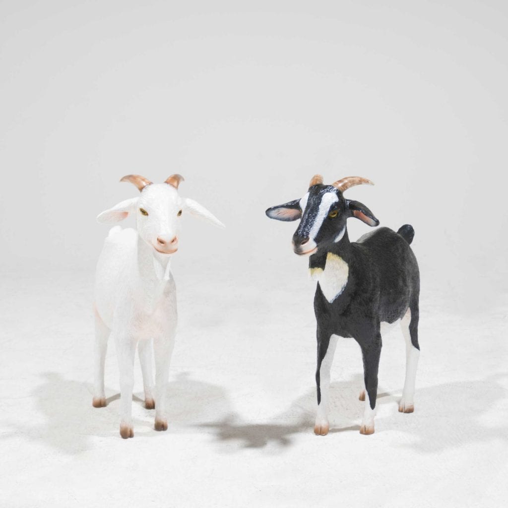 LifeSize Cream Goat Statue