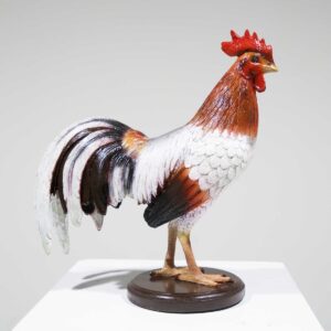 Life-Size White Rooster Bird Statue-0