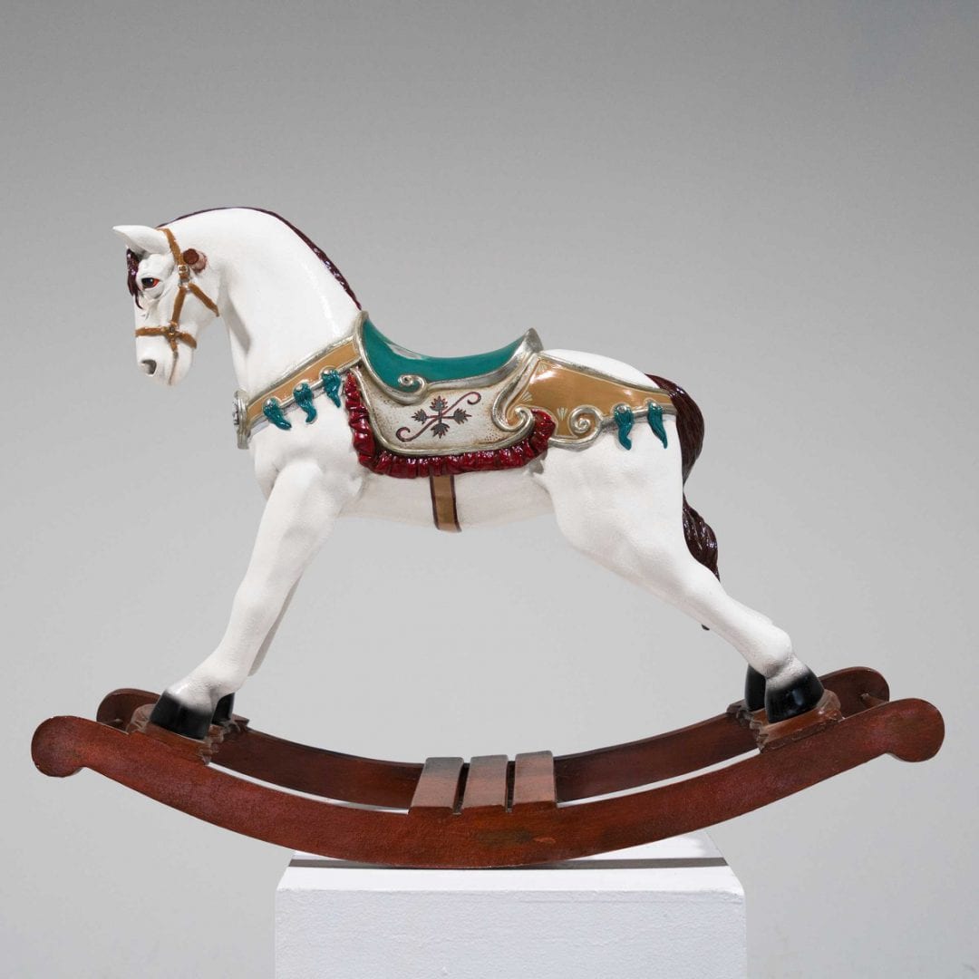 White Rocking Horse Statue