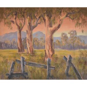 Gum Trees and Fence Painted Backdrop BD-0129