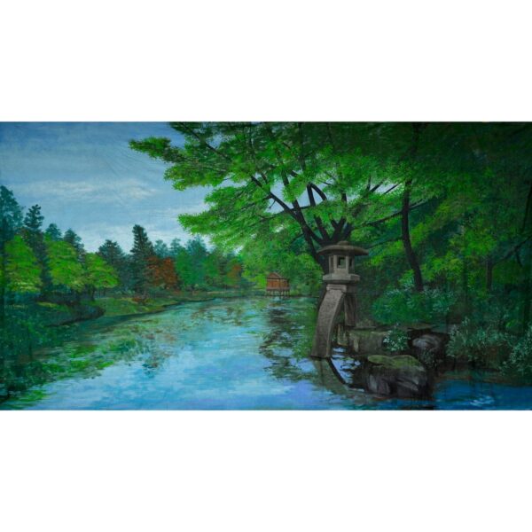 Japanese Garden with Lake Painted Backdrop BD-0152