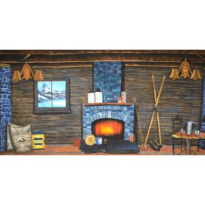 Mountain Log Cabin Painted Backdrop BD-0267