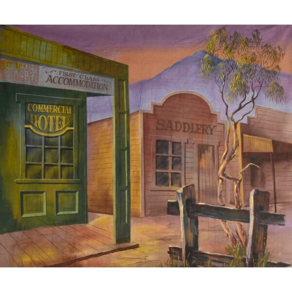 Early Australian Street Scene Hotel and Saddlery Painted Backdrop BD-0111