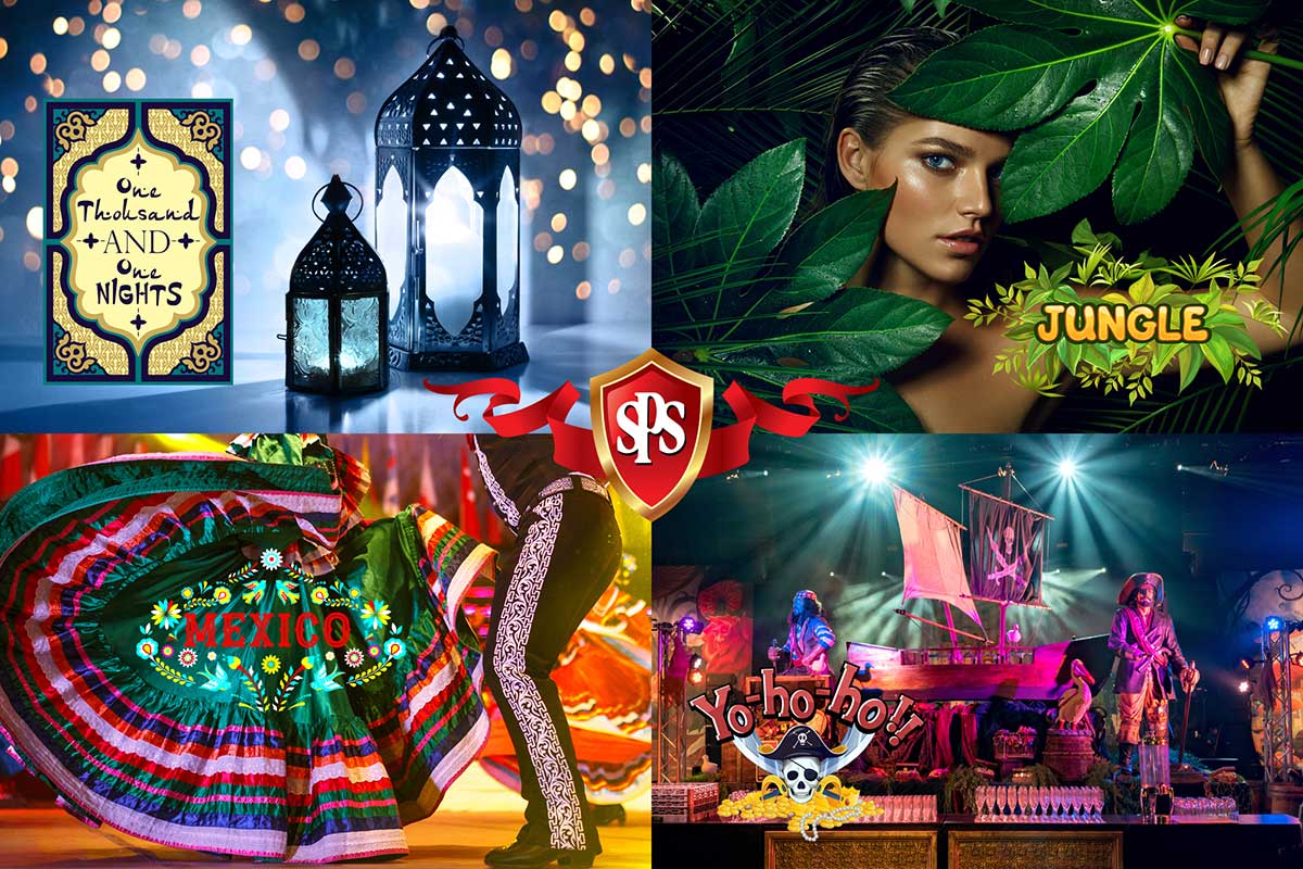 Arabian Theme, Jungle Theme, Mexican and Pirate Theme