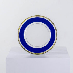 Charger Plate - Regal Royal Blue and Gold Rope Border