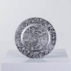 Charger Plate - Antique Silver Damask Embossed