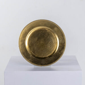 Charger Plate - Antique Gold Beaded Leaf
