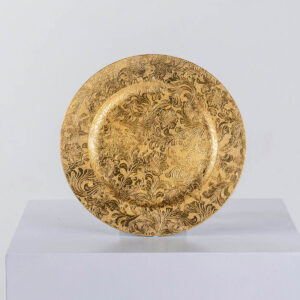Charger Plate - Golden Baroque Damask Embossed