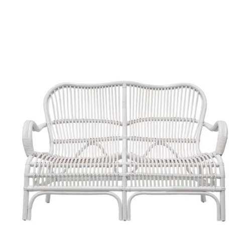 Cane Lounge - White - 2 Seater