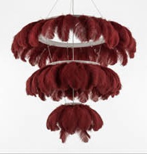 Burgundy feather chandelier