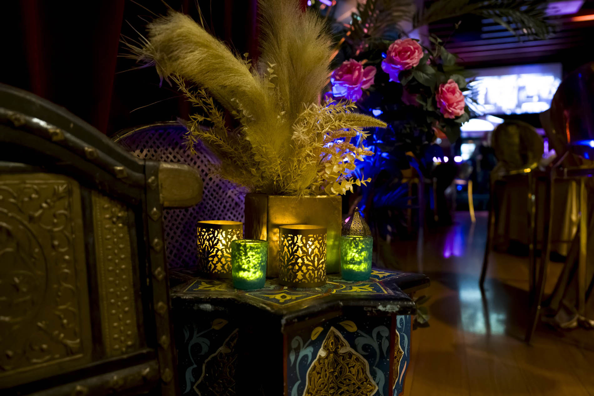 Guests enjoying the styled Casablanca celebration