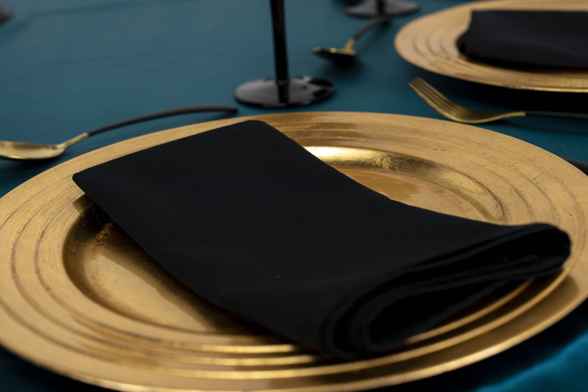 Premium charger plates by Luxe Table Décor, Sydney Props
